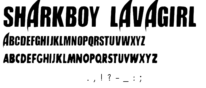 SHARKBOY & lavagirl Medium font
